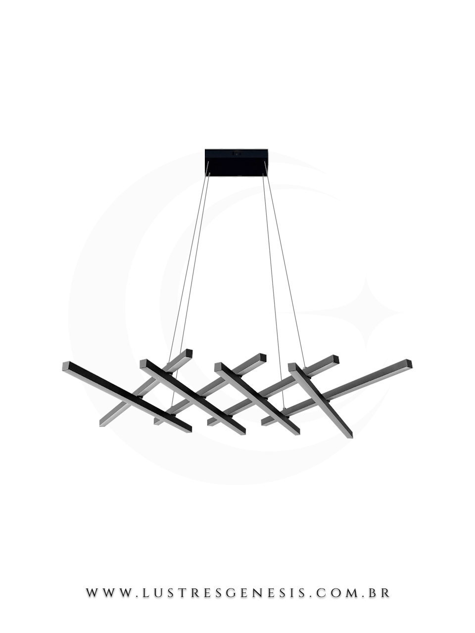 Lustre pendente moderno de LED expansível na cor preta, ideal para sala de jantar, quartos e escritórios.